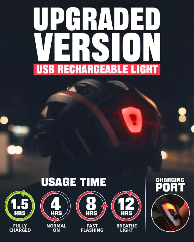 Victgoal Bike Helmet with USB Rechargeable LED Light Removable Magnetic Goggles Visor Breathable Mountain Bicycle Helmet for Unisex Men Women Adjustable Cycle Helmets