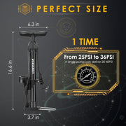 VOGORA Bike Pump with Pressure Gauge, Bicycle Pump with Presta & Schrader Valves Bike Pump for all Bikes, Foot Pump for Car Tyres, Road Mountain Bikes & Balls