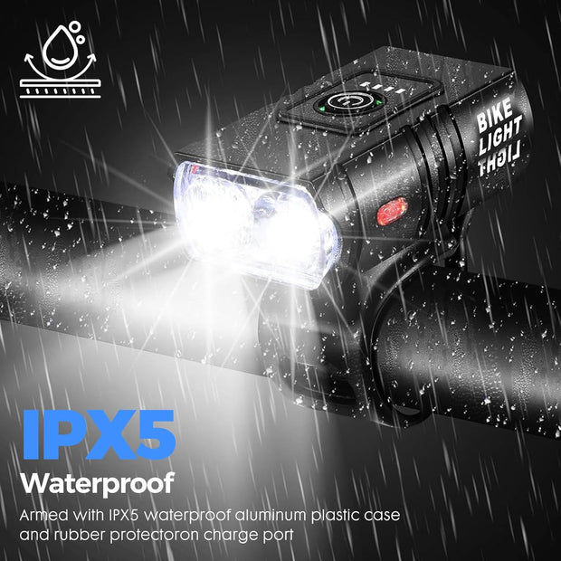 Woobroo Rechargeable Bike Lights Set Front and Back, LED Ultra Bright 6 Light Modes Bicycle Lights, Super Long Standby Bicycle Lights & IP65 Waterproof Bike Light Set, Road Mountain Bike Lights