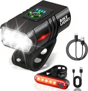 Woobroo Rechargeable Bike Lights Set Front and Back, LED Ultra Bright 6 Light Modes Bicycle Lights, Super Long Standby Bicycle Lights & IP65 Waterproof Bike Light Set, Road Mountain Bike Lights