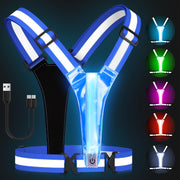 Zacro LED Reflective Vest Gear - Running Vest with 5 Light Colors, 3 Light Modes, USB Rechargeable, Adjustable Waist & Shoulder - High Visibility Light Up Reflective Gear for Night Walking, Cycling