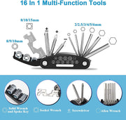 Kitbest Bike Repair Tool Kit, Bike Puncture Tire Patch Repair Tool Kit Contains 16-in-1 Bicycle Multi Tool, Portable Bicycle Cycling Road Mountain Bike Accessories for Men Women