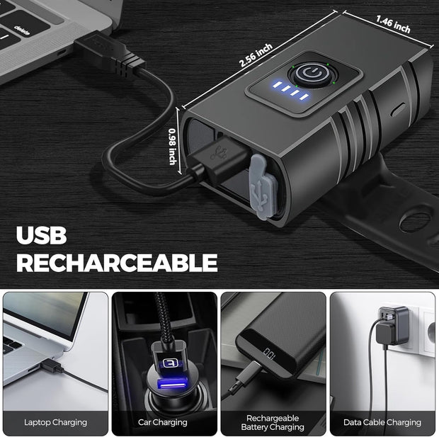 Woobroo Rechargeable Bike Lights Set Front and Back, LED Ultra Bright 6 Light Modes Bicycle Lights, Super Long Standby Bicycle Lights & IP65 Waterproof Bike Light Set, Road Mountain Bike Lights