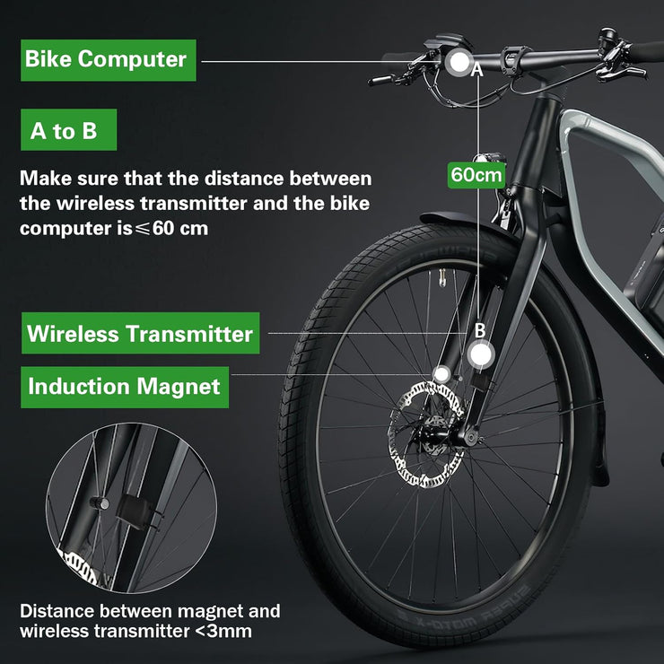Brenth Bike Computer,Universal IPX7 Waterproof Bike Speedometer,Bike Speedometer Wireless with LCD Backlight Display,Automatic Start/Stop,Black Cycle Computer for All Bikes,Outdoor Bike Accessories