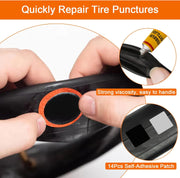 MirraSwit 128Pcs Bike Puncture Repair Kit, Self-Adhesive Puncture Repair Patches, Puncher Repair Kit Bicycle, with Metal Crowbar File for Mountain/Road Bike or Commuter Bikes