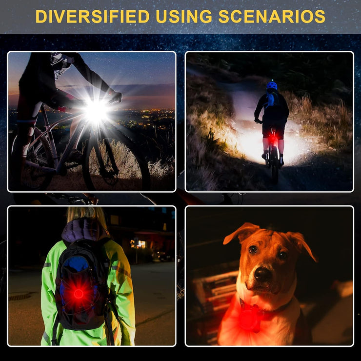 DURTAIL Bike Light Set, Rechargeable Bicycle Lights, Super Bright USB Rechargeable Bike light, 650 mAh Li-ion Battery, IPX6 Waterproof Super Bright Front and Rear Lights, Cycling, Camping（2 Pieces）