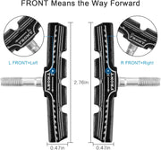 NUWAB 2 Pairs Premium Bike Brake Pads, Professional Mountain Bike V-Brake Pads with Hex Nuts and Spacers, Universal Bicycle Brake Blocks, 1PCS Allen Wrench Come With