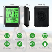 Brenth Bike Computer,Universal IPX7 Waterproof Bike Speedometer,Bike Speedometer Wireless with LCD Backlight Display,Automatic Start/Stop,Black Cycle Computer for All Bikes,Outdoor Bike Accessories
