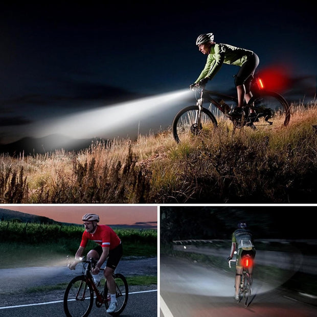 Woobroo Rechargeable Bike Lights Set Front and Back, LED Ultra Bright 6 Light Modes Bicycle Lights, Super Long Standby Bicycle Lights & IP65 Waterproof Bike Light Set, Road Mountain Bike Lights