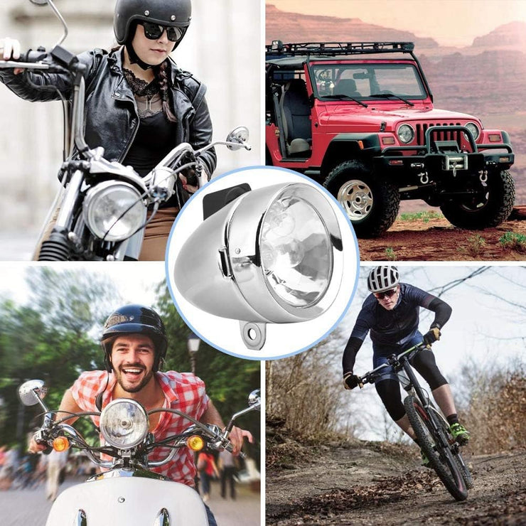 Bike Motorized Bike Headlight Tail Light Friction Generator Dynamo, Universal 12V 6W BMX Bike Headlight and Rear Light Friction Generating Electricity, Waterproof Head Tail Lamp Dynamo Light