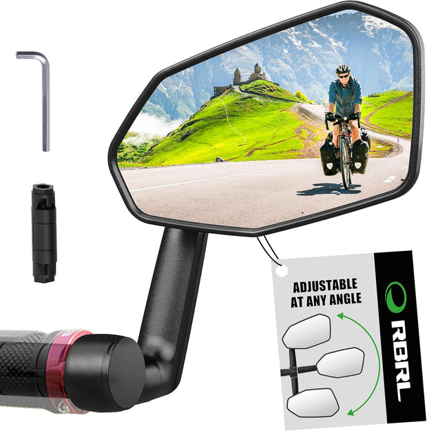 RBRL Extra Large Bicycle Mirror, 360 Adjustable Shatterproof and Durable Bar End Rear View Mirror for E-Bike (Right)