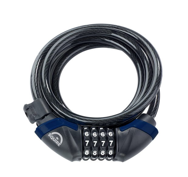 Squire Locks Kilda Combi 10/600 Integrated Bike Cable Lock – 4-Wheel Combination Lightweight Bike Lock – Tough Cable Bike Lock – 600 mm Locking Length – 10 mm Diameter Cable