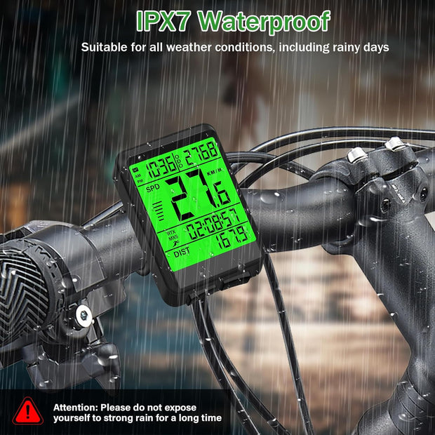 Brenth Bike Computer,Universal IPX7 Waterproof Bike Speedometer,Bike Speedometer Wireless with LCD Backlight Display,Automatic Start/Stop,Black Cycle Computer for All Bikes,Outdoor Bike Accessories