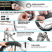 DURATECH 31-Piece Bicycle Repair Set, Bicycle Repair kit with Tool Box, Bike Tool Kit, Home Multi-Purpose Repair Kit, Suitable for Bike Tire Chain Repairs, Home Routine Repair, DIY