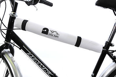 WHITE TOP TUBE CRASH PROTECTION PAD FOR FIXIE OR MOUNTAIN BIKE LADIES-MENS