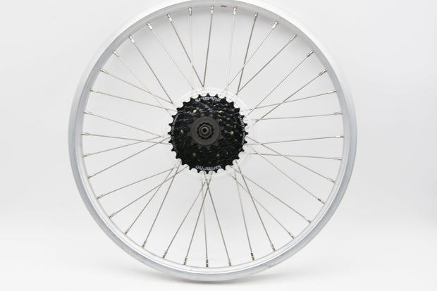 20 X 1.75 406 - 17 Rim Rear Folding Bike MTB Wheel Shimano FH-RM30 7 speed Cassette Hub Silver