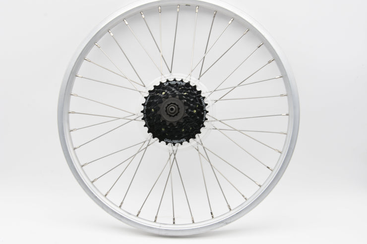 20 X 1.75 406 - 17 Rim Rear Folding Bike MTB Wheel Shimano FH-RM30 7 speed Cassette Hub Silver