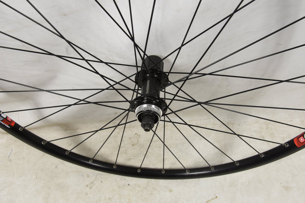 29er 700c CENTRE LOCK DISC REAR WHEEL SHIMANO FH-TX505 8/9/10 SPEED BLACK RIM