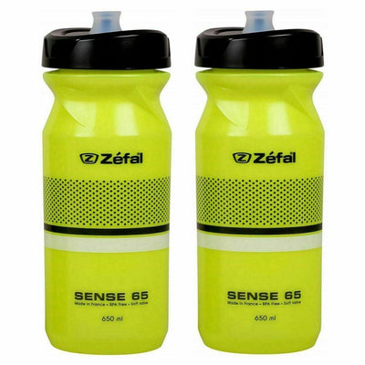 Zefal Sense 65 Yellow Hi Vis Soft 650ml Sports Water Bottle - Pack Of 2