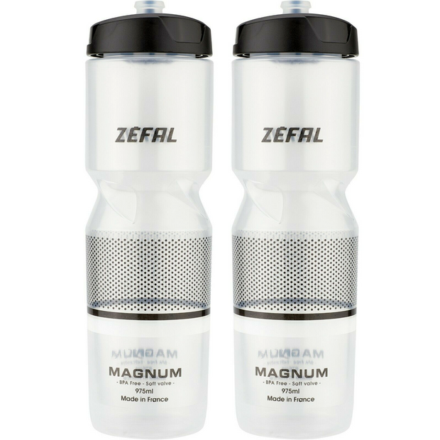 Zefal Magnum Pro Transparent 975ml Sports Water Bottle - Pack Of 2