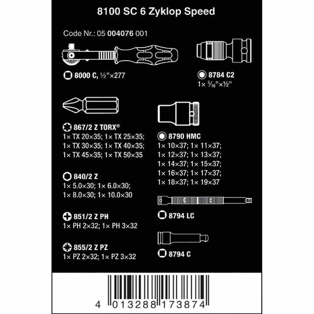 Wera Tools 8100 Zyklop Speed Ratchet Set Sqr 1/2" Drive 28pcs